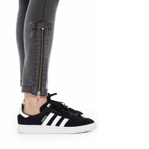 FOR4 Women's sz 26 Gray Iris Chain Ankle Zip Crop Mid-Rise Stretch Skinny Jeans - Picture 11 of 12